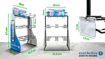 Zestaw baterii everActive Pro Alkaline 96szt LR14, 96szt LR20, 40szt 6LR61 + Ekspozytor / stojak everActive 9 haków Zestaw baterii everActive Pro Alkaline 96szt LR14, 96szt LR20, 40szt 6LR61 + Ekspozytor / stojak everActive 9 haków