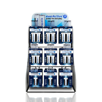 Zestaw baterii everActive Pro Alkaline 96szt LR14, 96szt LR20, 40szt 6LR61 + Ekspozytor / stojak everActive 9 haków Zestaw baterii everActive Pro Alkaline 96szt LR14, 96szt LR20, 40szt 6LR61 + Ekspozytor / stojak everActive 9 haków