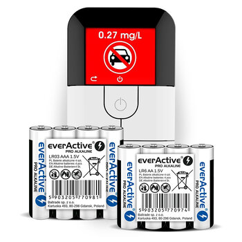 Zestaw everActive Pro Alkaline - 960szt LR6 / AA, 480szt LR03 / AAA + Alkomat Alcosense Excel