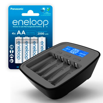 ZESTAW Ładowarka akumulatorków Ni-MH everActive NC-1000M v2 + 4x Akumulatorki AA / R6 Panasonic Eneloop 2000mAh ZESTAW Ładowarka akumulatorków Ni-MH everActive NC-1000M v2 + 4x Akumulatorki AA / R6 Panasonic Eneloop 2000mAh