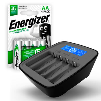 ZESTAW Ładowarka akumulatorków Ni-MH everActive NC-1000M v2 + 4x Akumulatorki R6 ENERGIZER POWER PLUS 2000 HR6 ZESTAW Ładowarka akumulatorków Ni-MH everActive NC-1000M v2 + 4x Akumulatorki R6 ENERGIZER POWER PLUS 2000 HR6